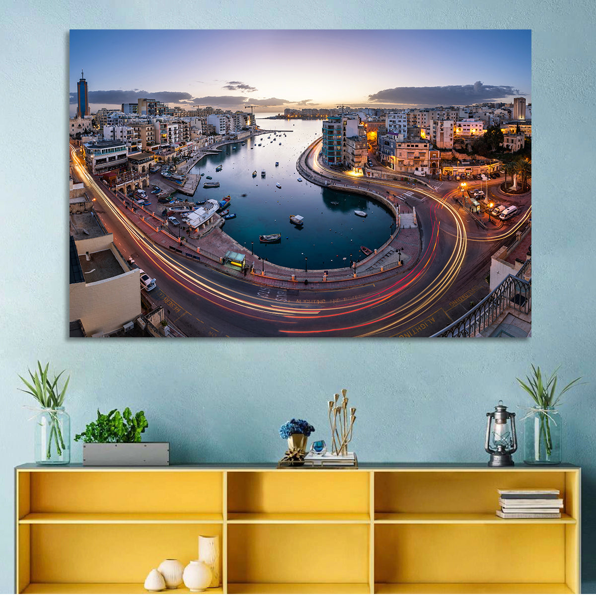 Spinola Bay Light Trails Wall Art in a room, landscape