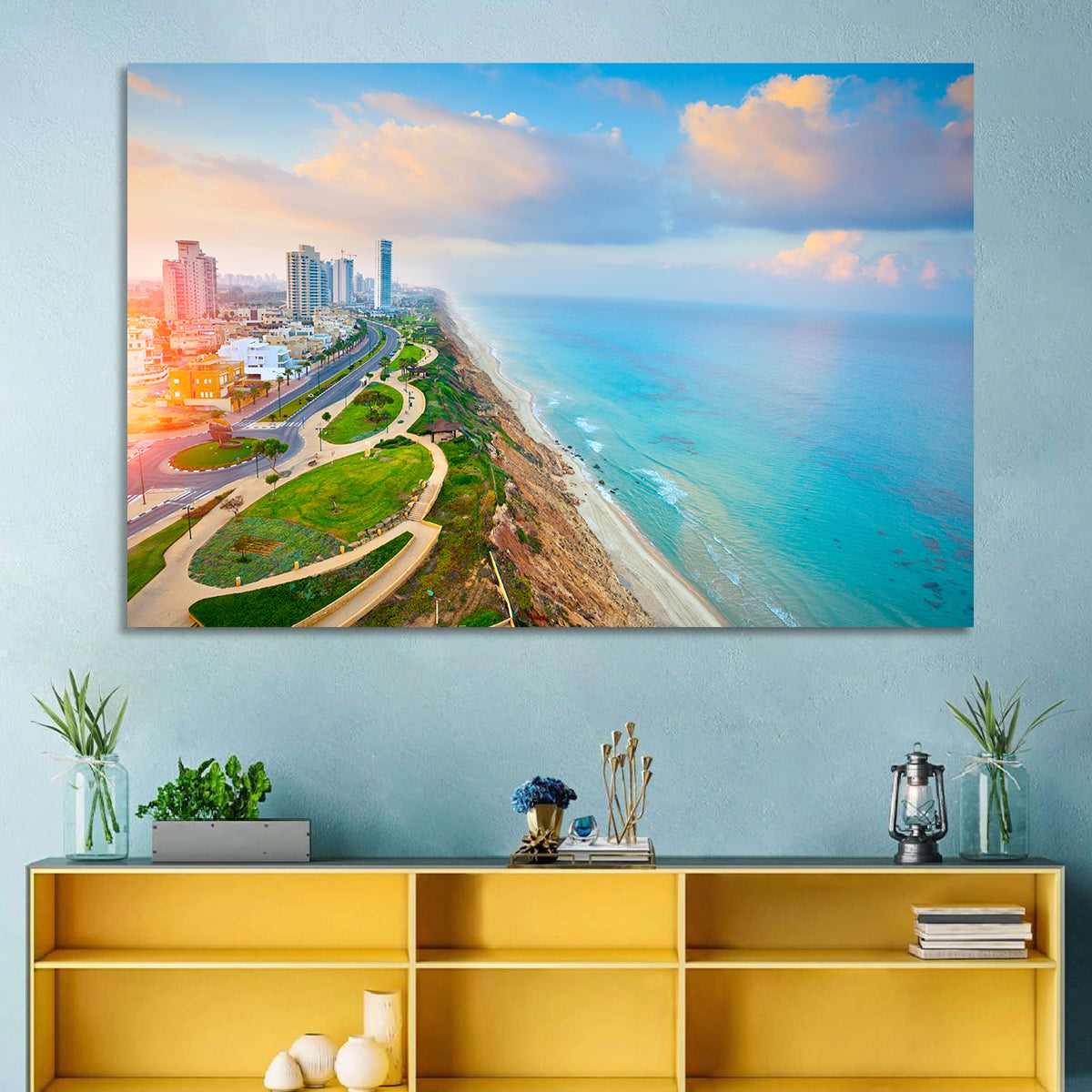 Netanya Coastline at Golden Hour Wall Art