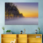Winter Fog at Sunset Wall Art