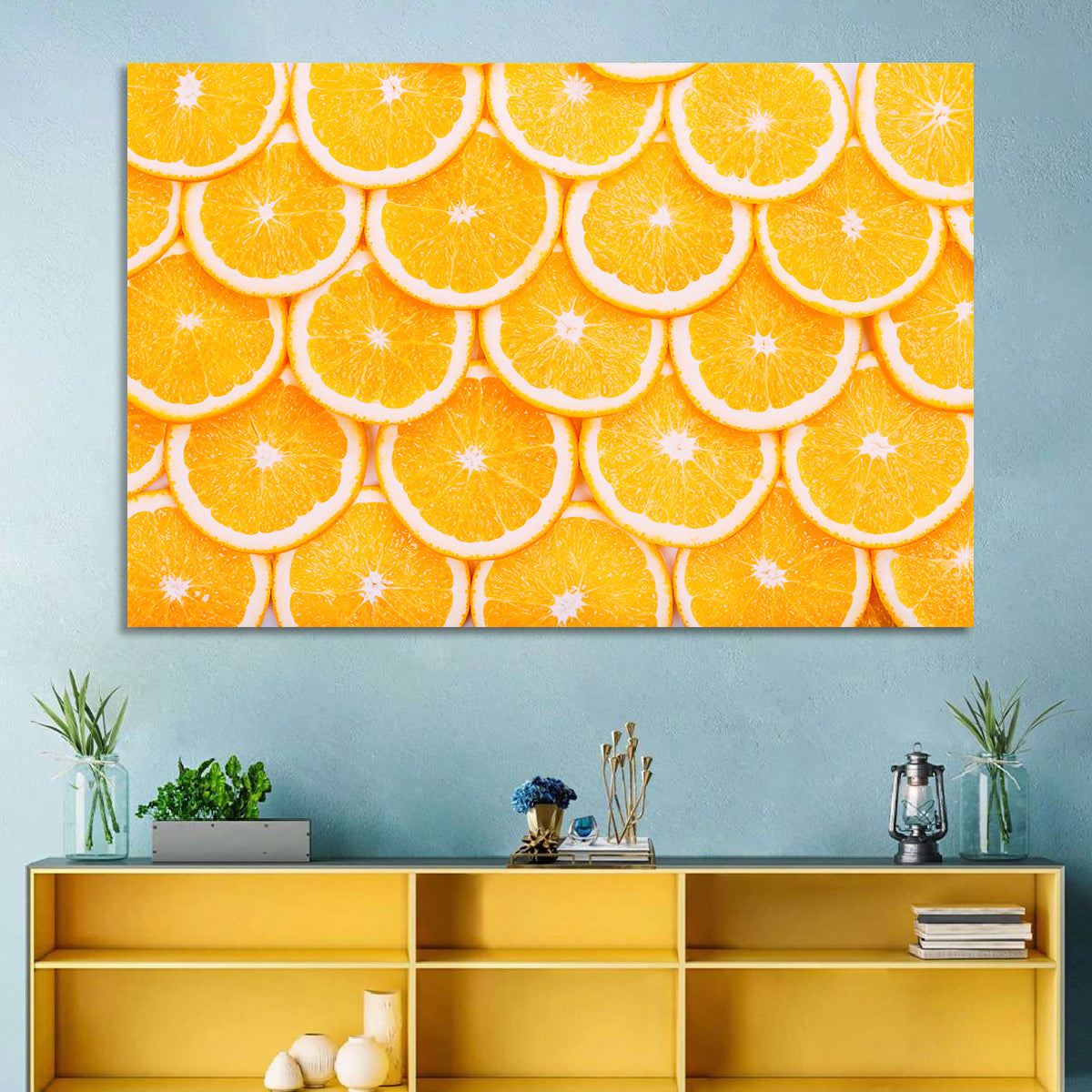 Orange Slice Grid Pattern Wall Art
