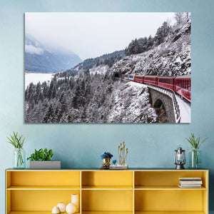 Snowy Mountain & Train Wall Art