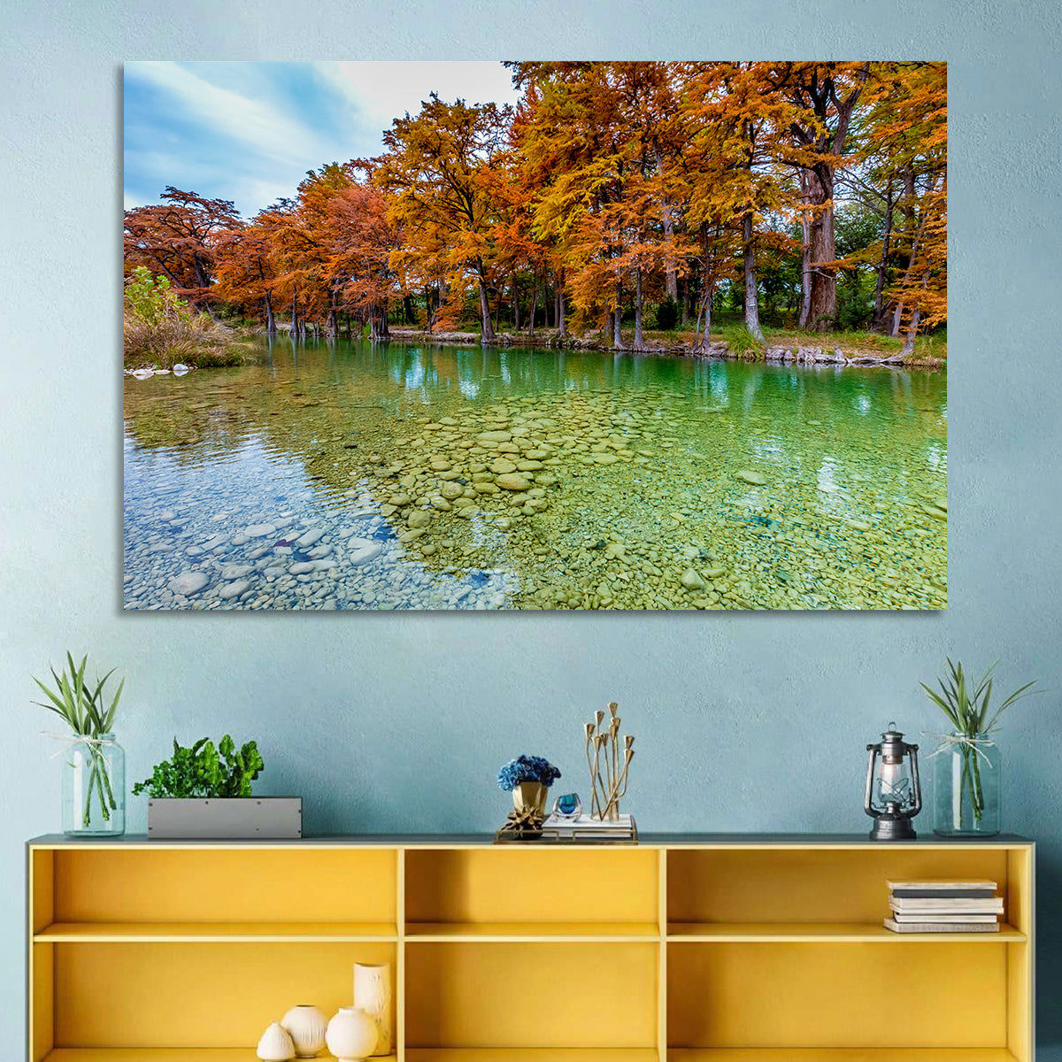 Frio River at Garner State Park Wall Art in a room, landscape