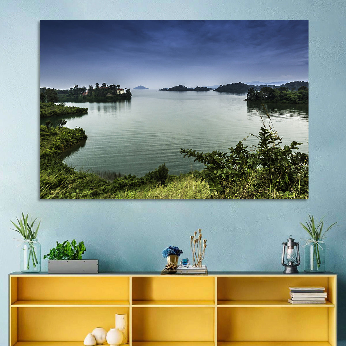 Lake Kivu Overcast Landscape Wall Art