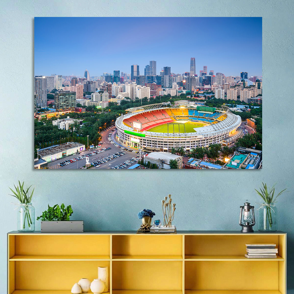 Beijing Stadium & Cityscape Wall Art