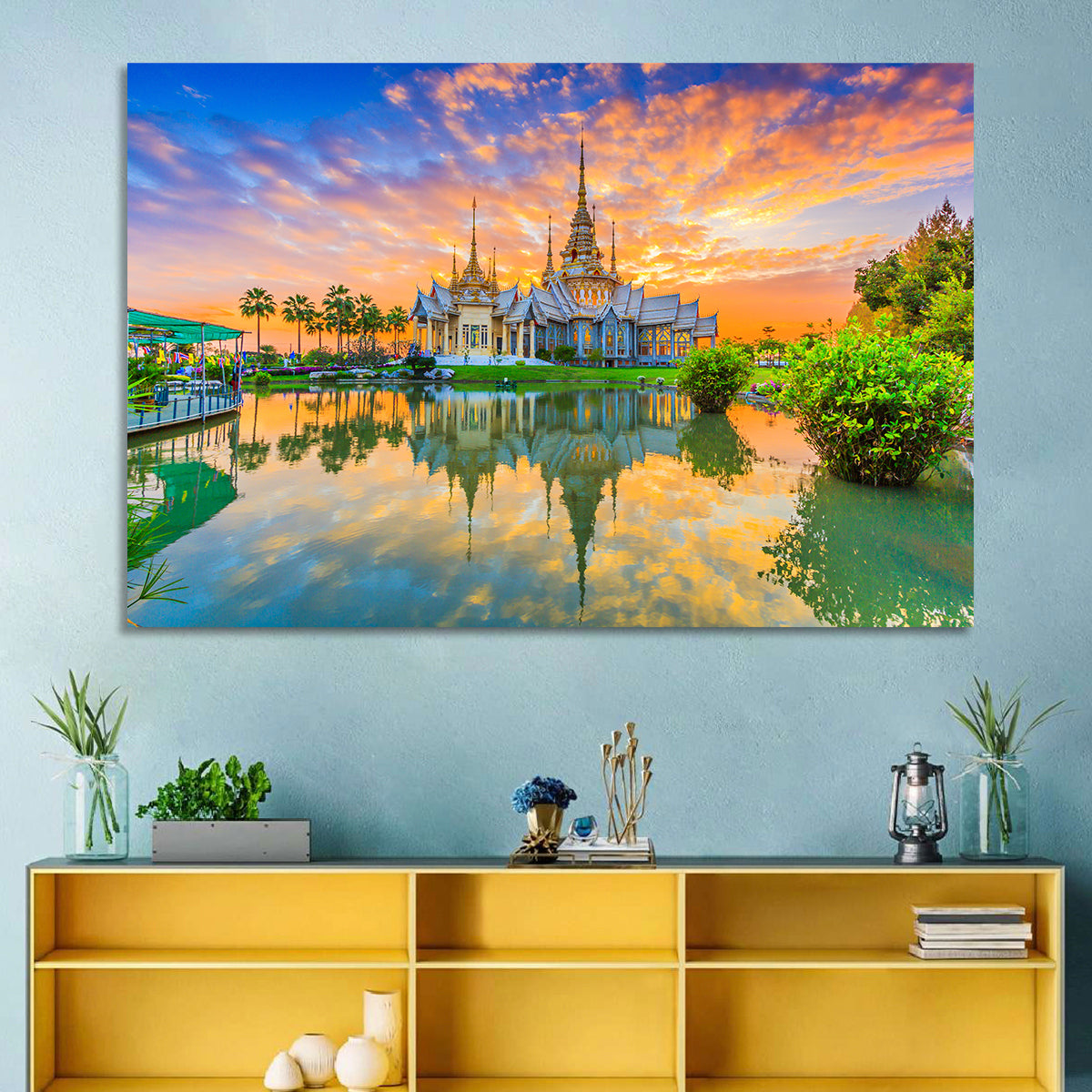 Wat Non Kum Sunset Reflection Wall Art