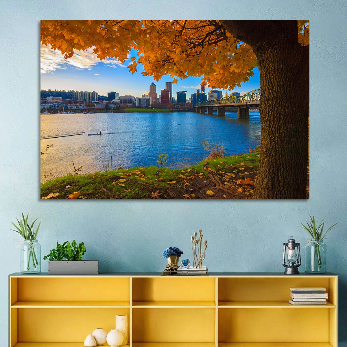 Willamette River at Golden Hour Wall Art