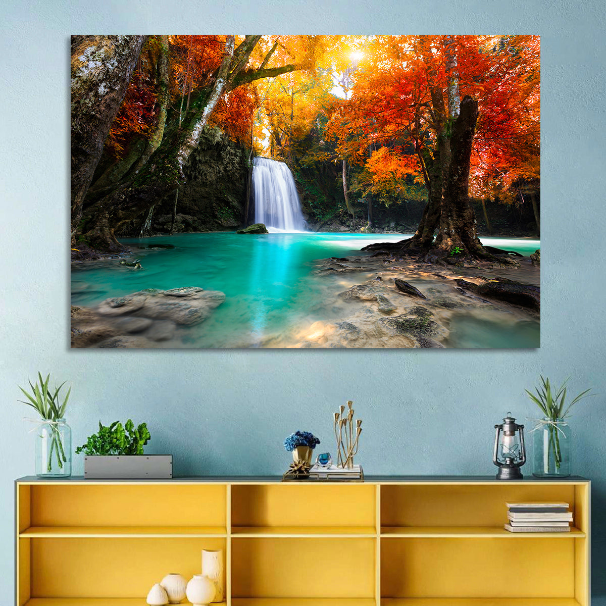 Erawan Waterfall, Kanchanaburi Wall Art in a room, landscape