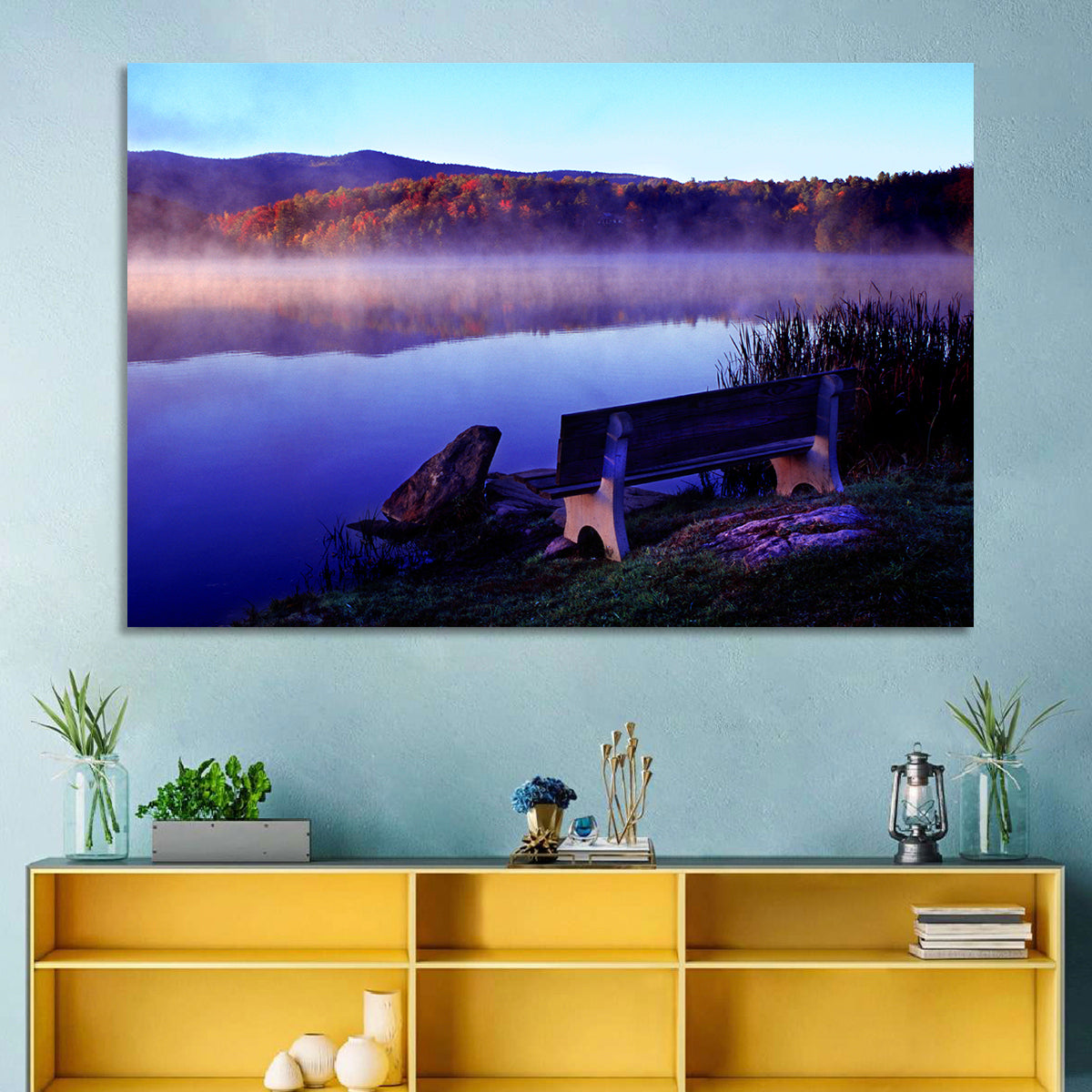 Misty Lake Sunrise Wall Art