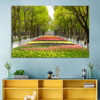 Tree-lined Tulip Garden Path Wall Art