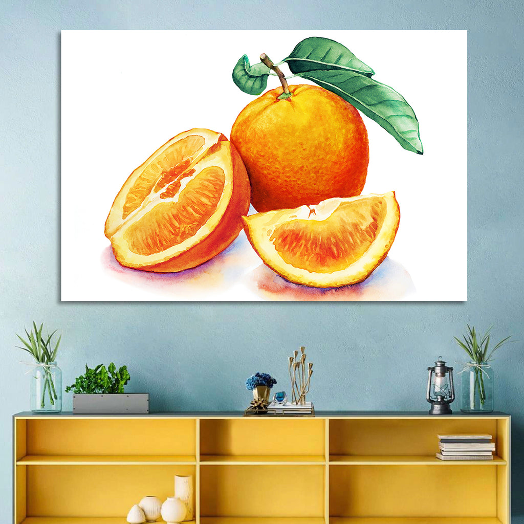 Watercolor Orange Still Life Wall Art