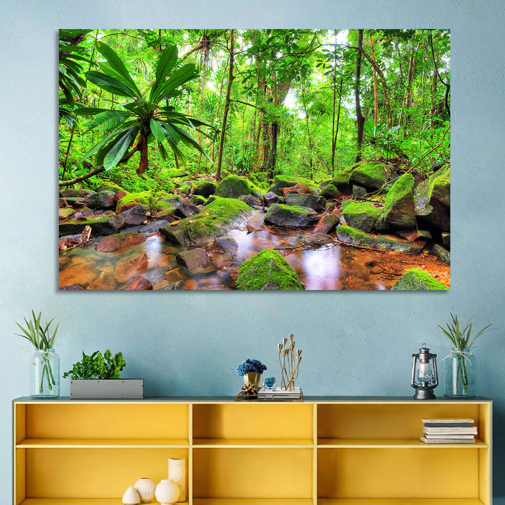 Mossy Rainforest Stream Wall Art