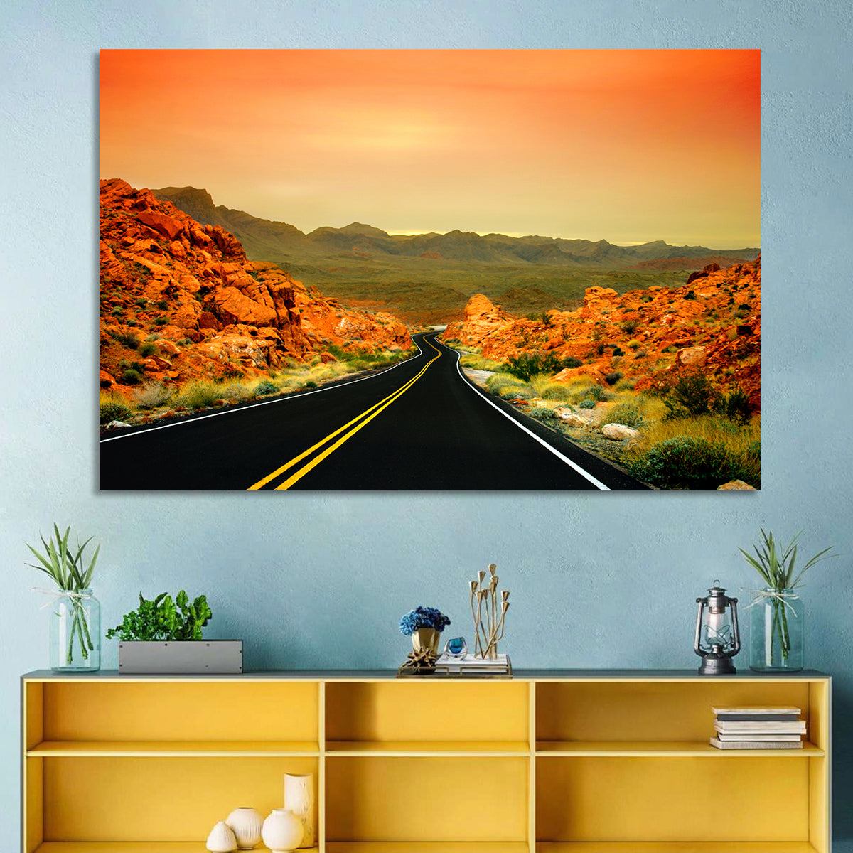 Valley of Fire Ii Road at Sunset Wall Art in a room, landscape