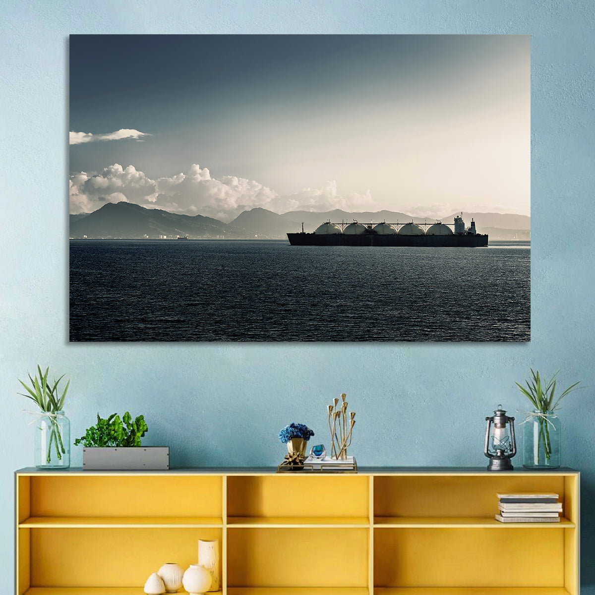Lng Tanker at Sea Wall Art in a room, landscape