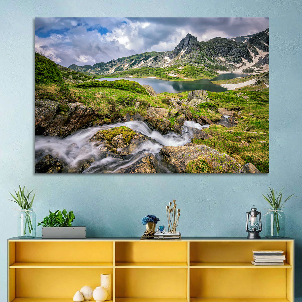 Seven Rila Lakes View Wall Art in a room, landscape