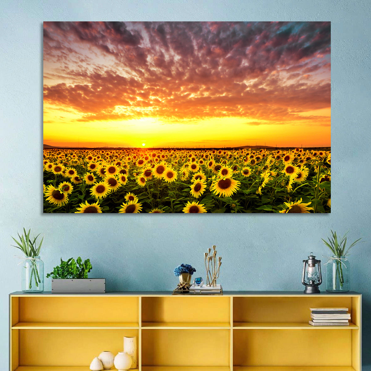 Golden Hour Sunflower Field Wall Art