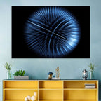 Glowing Blue Textured Sphere Wall Art