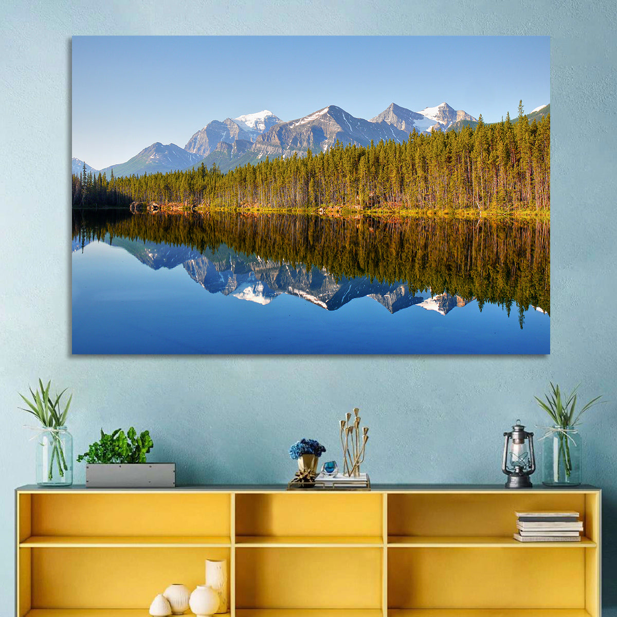 Herbert Lake Reflection Wall Art in a room, landscape