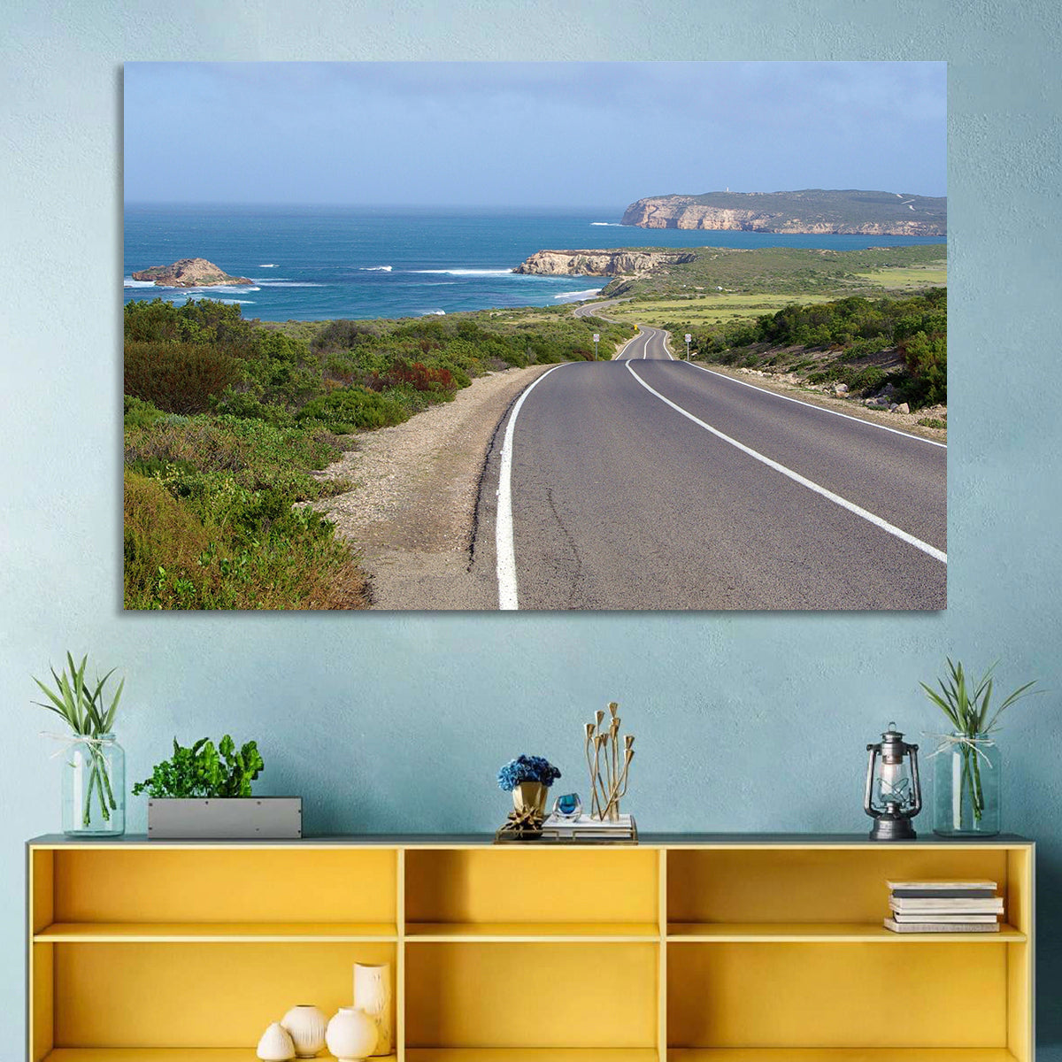 Inneston Coastal Road Wall Art in a room, landscape