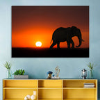 Sunset Elephant Silhouette Wall Art