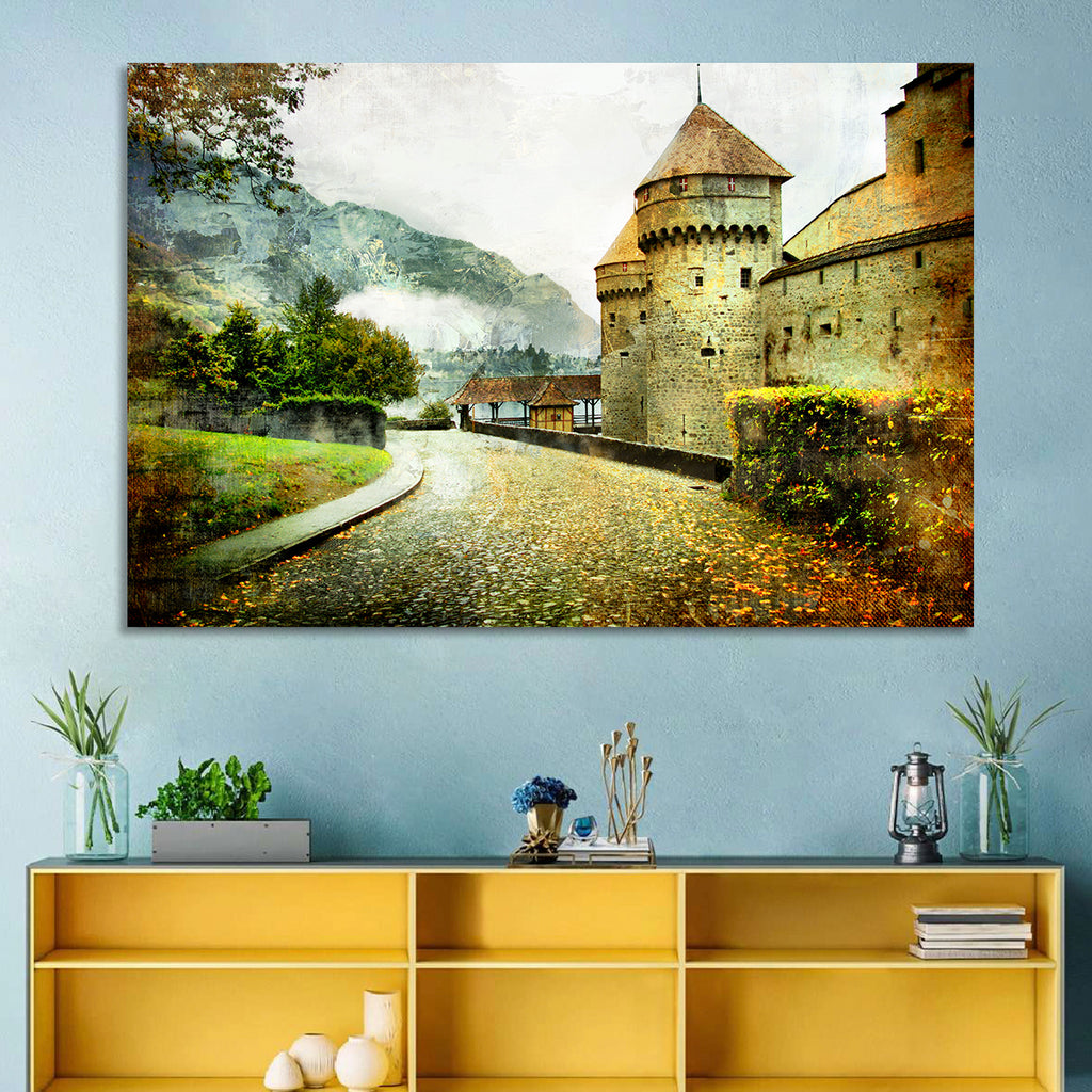 Autumn Approach to Chillon Castle Wall Art