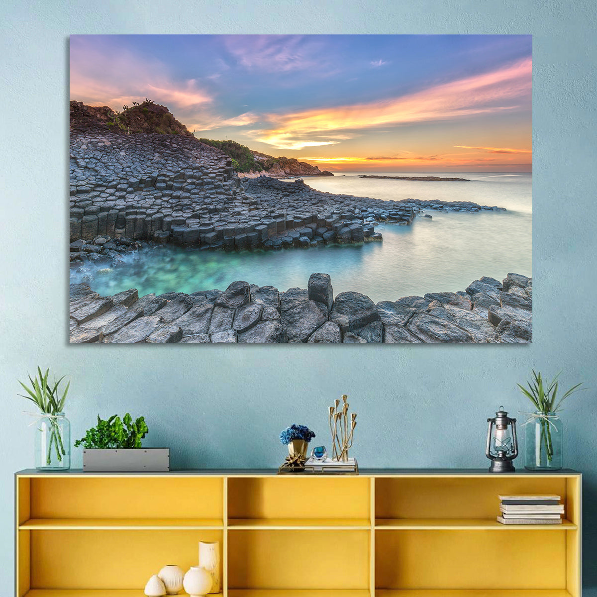 Tuy Hoa Basalt Sunset Wall Art in a room, landscape