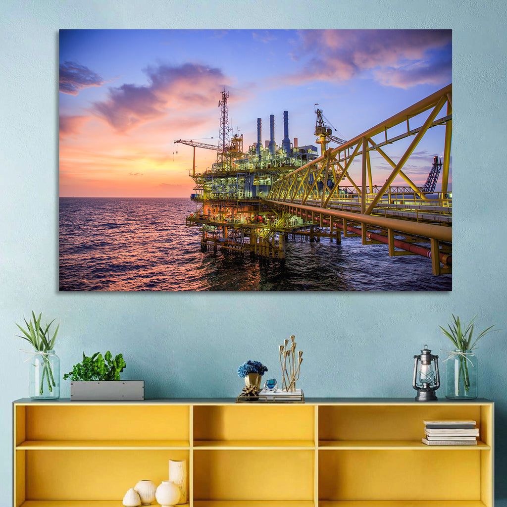 Golden Hour Offshore Oil Rig Wall Art