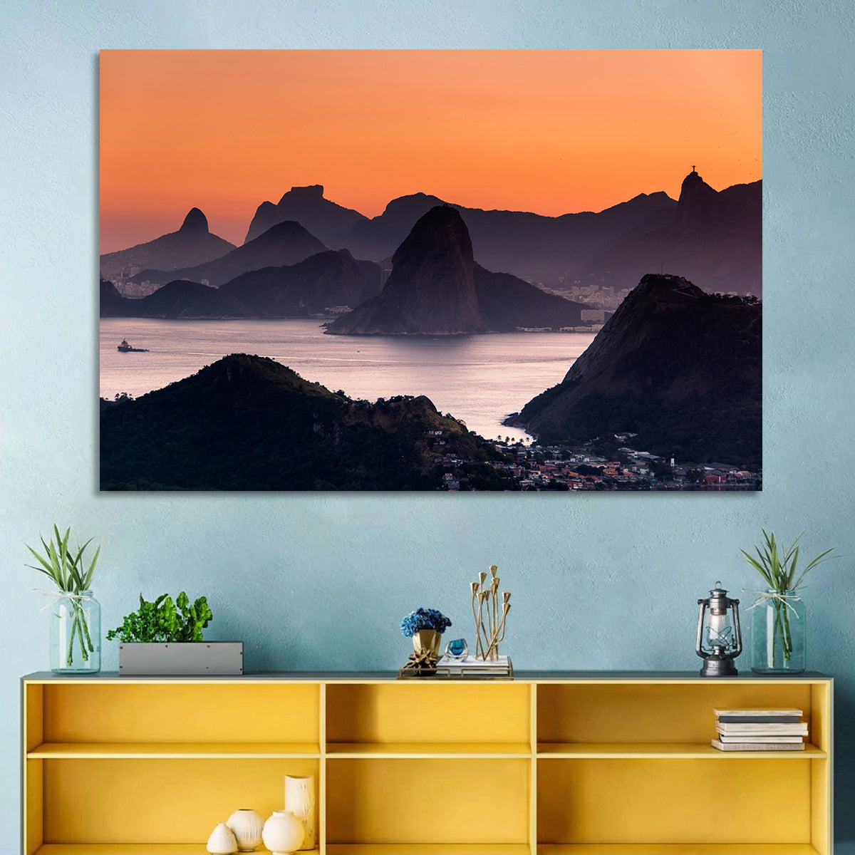 Sugarloaf and Corcovado at Sunset Wall Art
