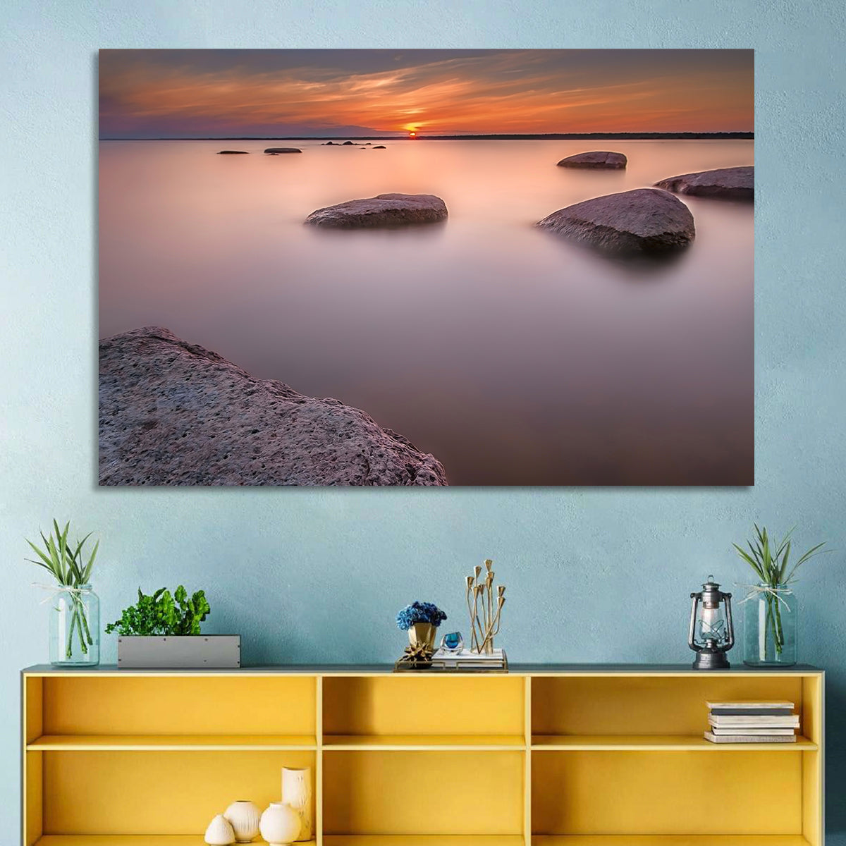 Lake Peipsi Sunset with Rocks Wall Art