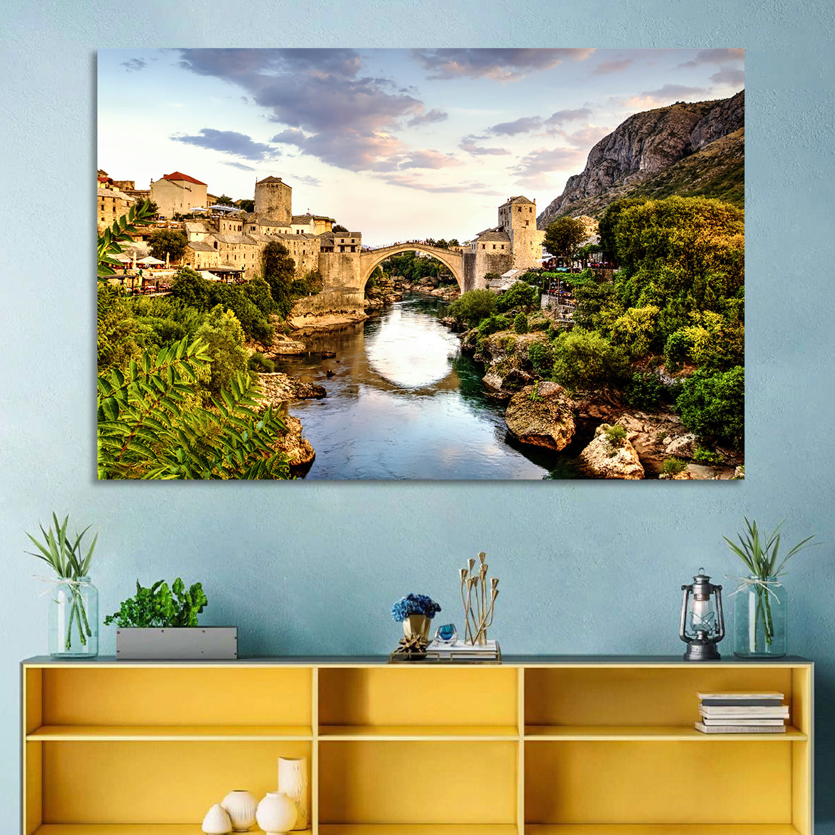 Stari Most Bridge, Mostar Wall Art in a room, landscape