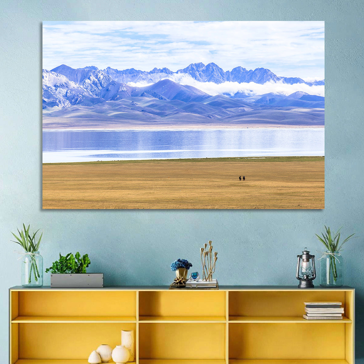 Song Kul Lake Silhouettes Wall Art in a room, landscape