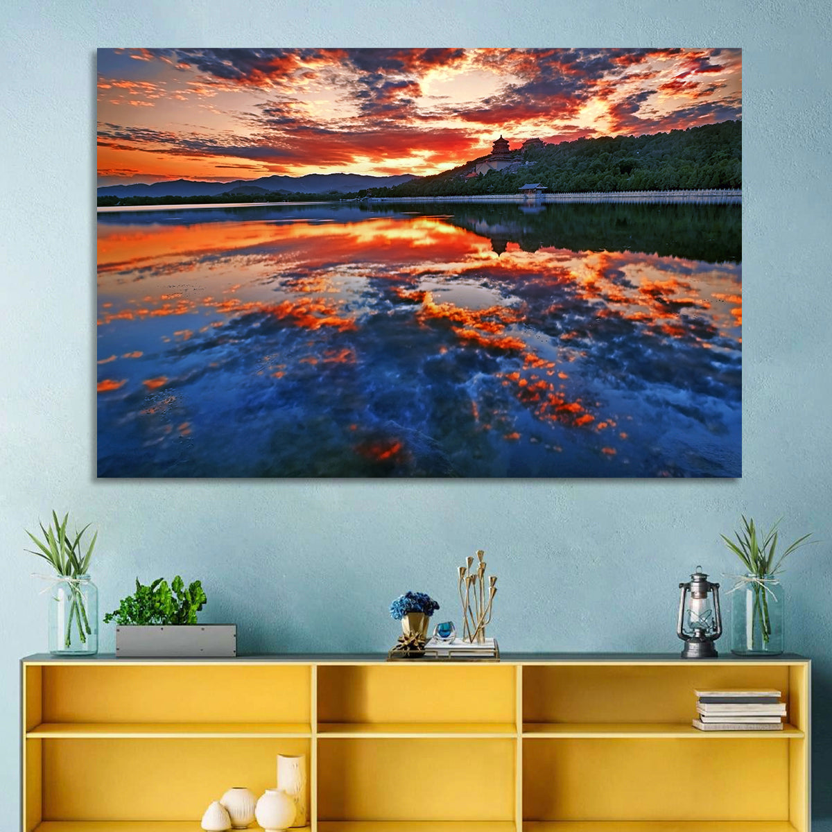Kunming Lake Sunset, Summer Palace Wall Art in a room, landscape