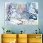 Winding Winter Stream Watercolor Wall Art