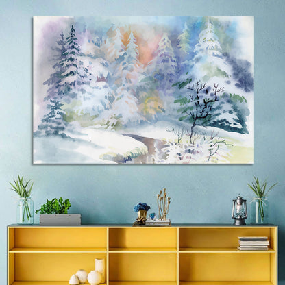 Winter Snow Watercolor Wall Art