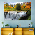 Autumn Forest Waterfall Wall Art