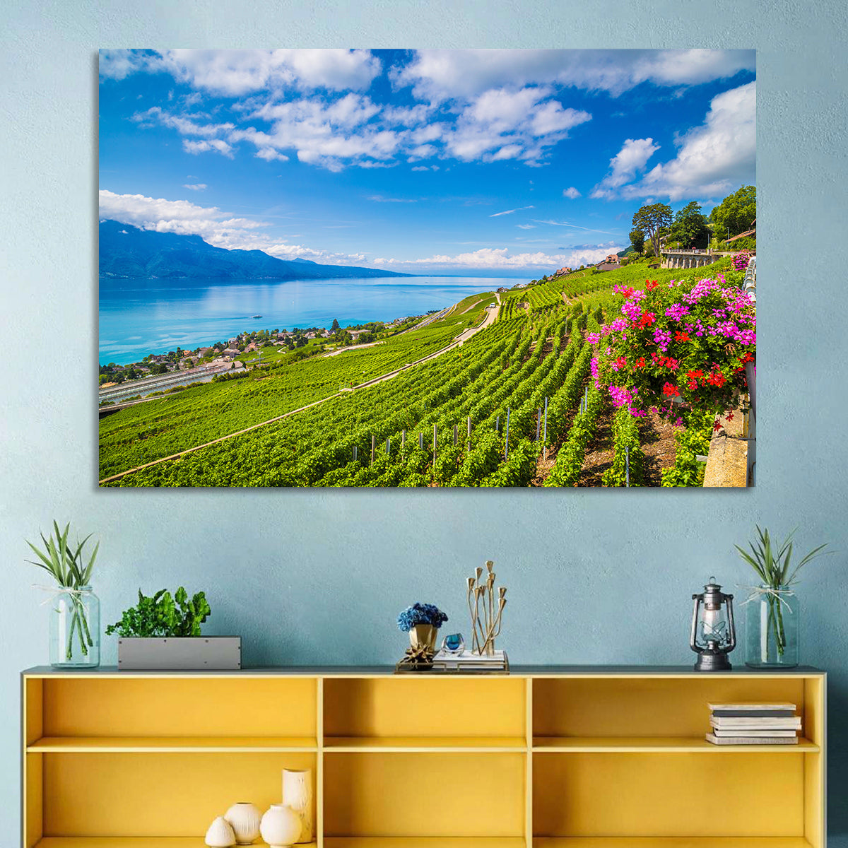 Lavaux Wine Region Wall Art in a room, landscape