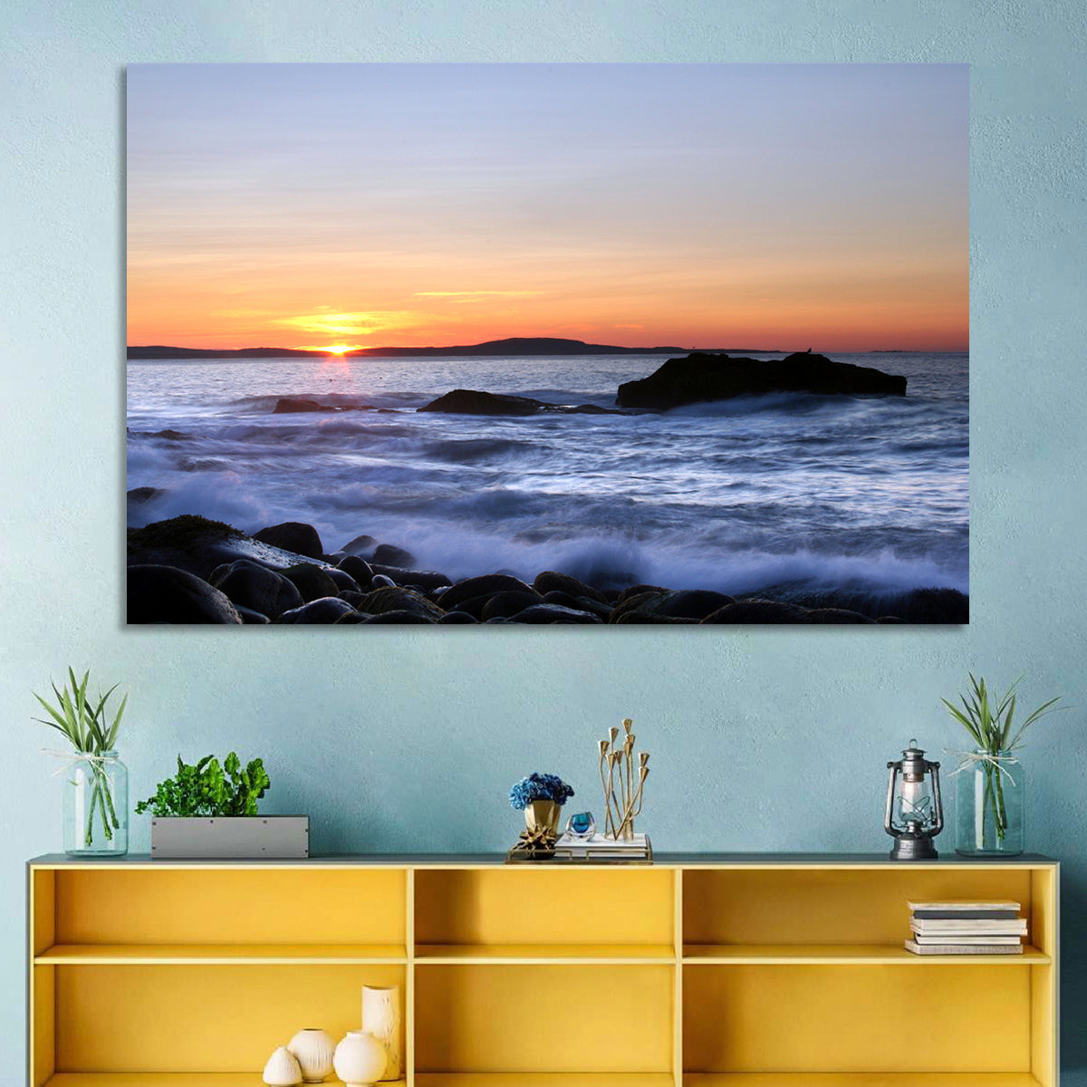 Acadia National Park Coastline Wall Art in a room, landscape