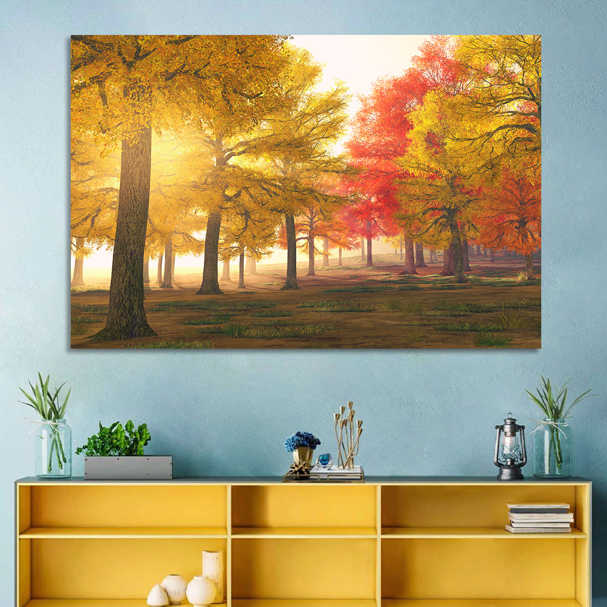 Foggy Autumn Forest Wall Art