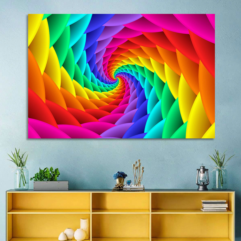Rainbow Spiral Vortex Tunnel Wall Art
