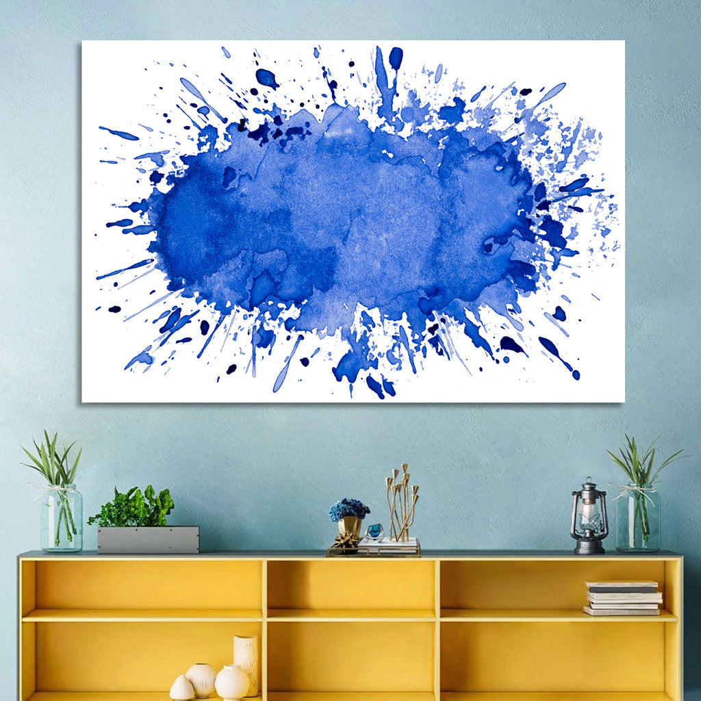 Blue Ink Splash Wall Art