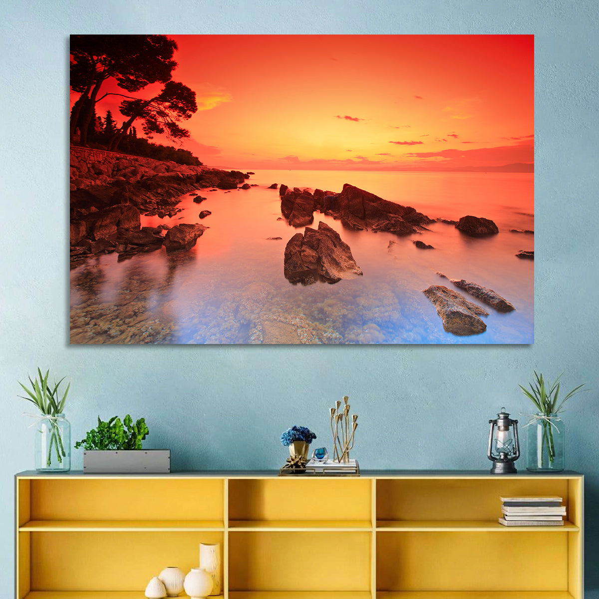 Brac Island Fiery Sunset Wall Art