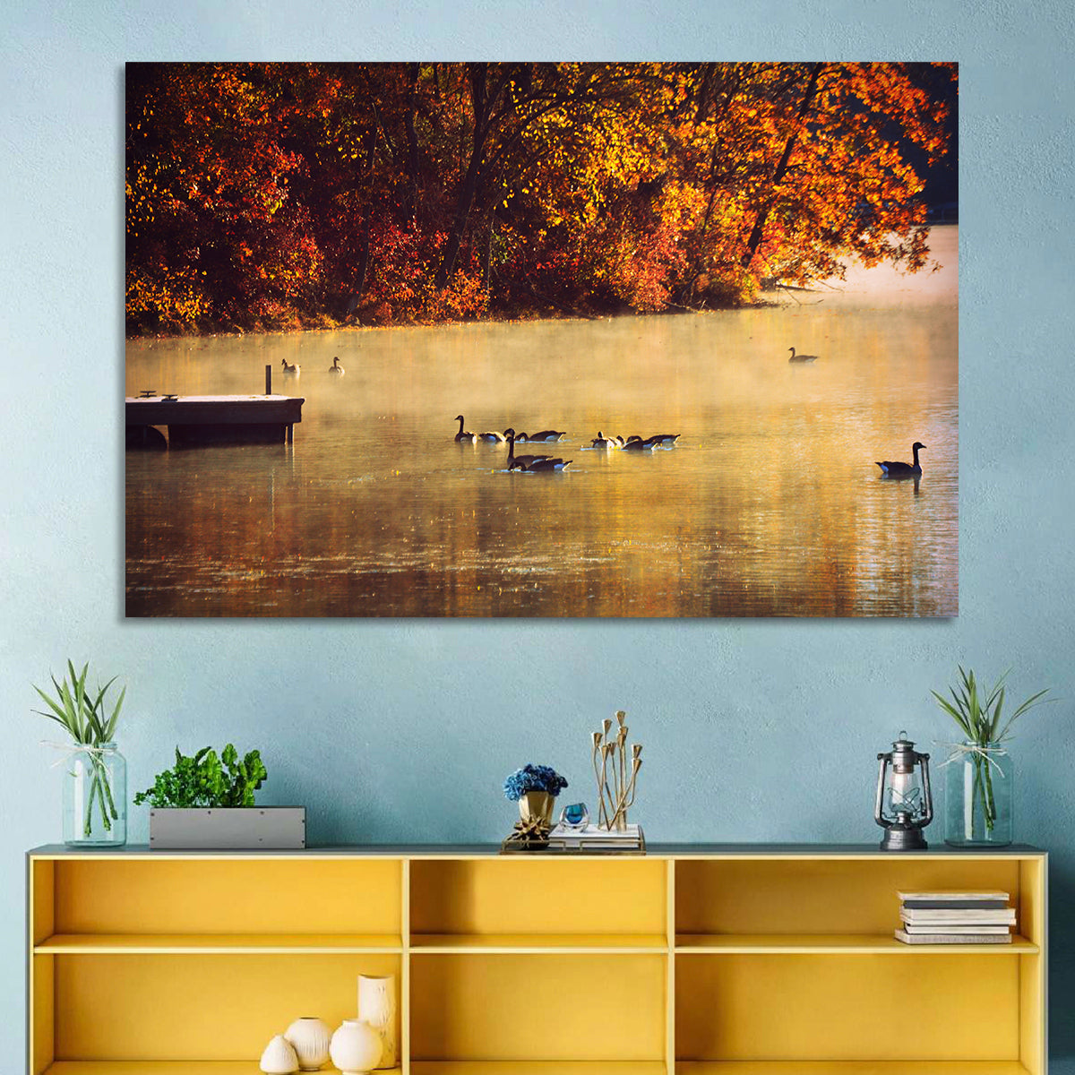 Governor Dodge Misty Lake Wall Art in a room, landscape