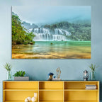 Ban Gioc Waterfalls Misty Morning Wall Art