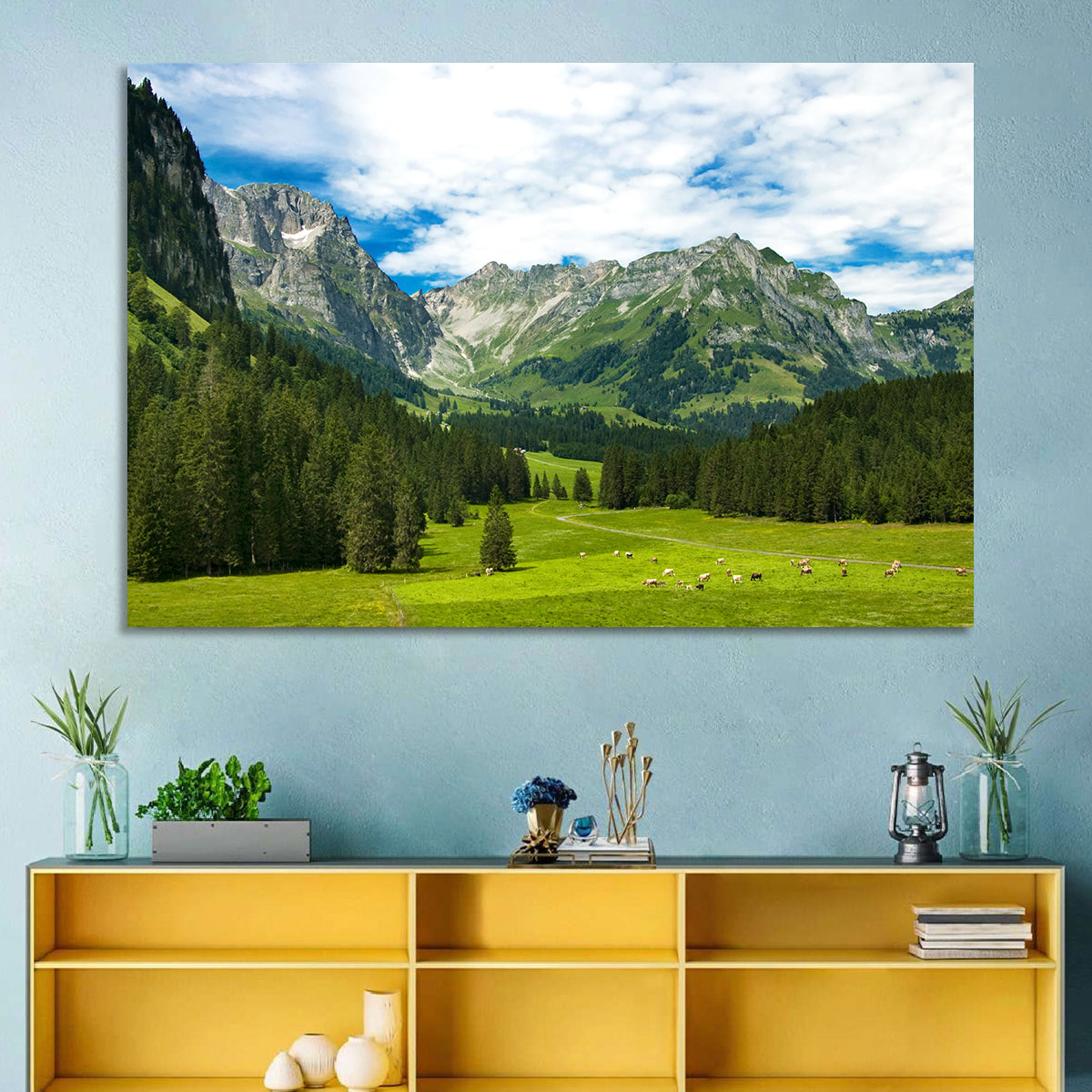 Arnibach Valley Summer Meadow Wall Art in a room, landscape
