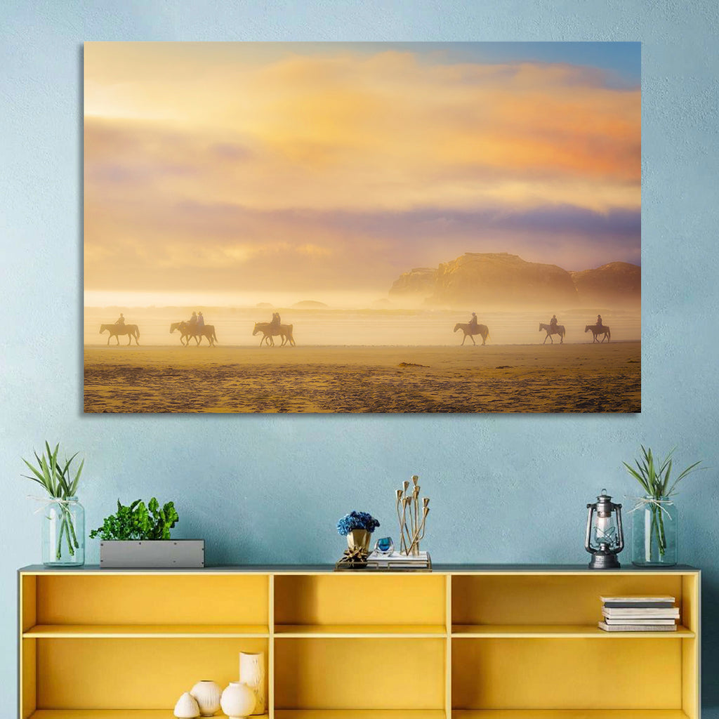 Misty Beach Horseback Riders Wall Art