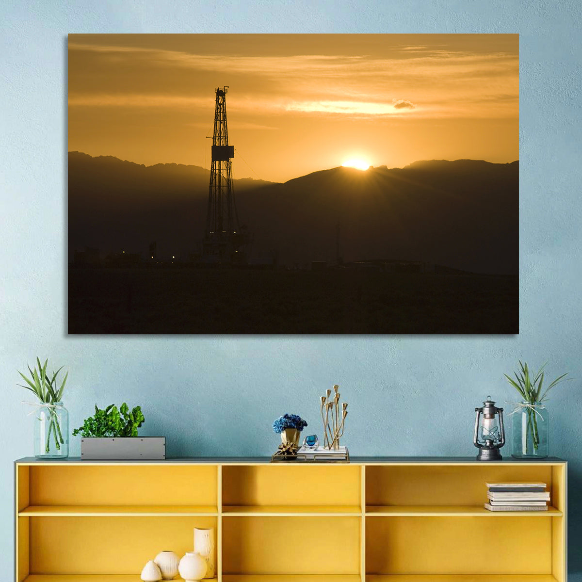 Sunrise Over Drilling Rig Wall Art