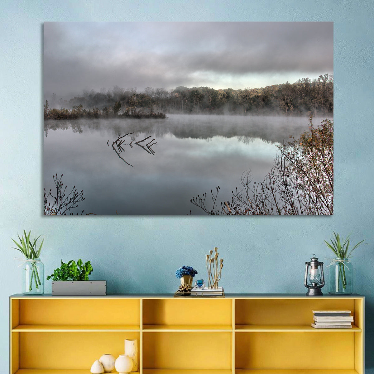 Millennium Park Lake Reflection Wall Art in a room, landscape