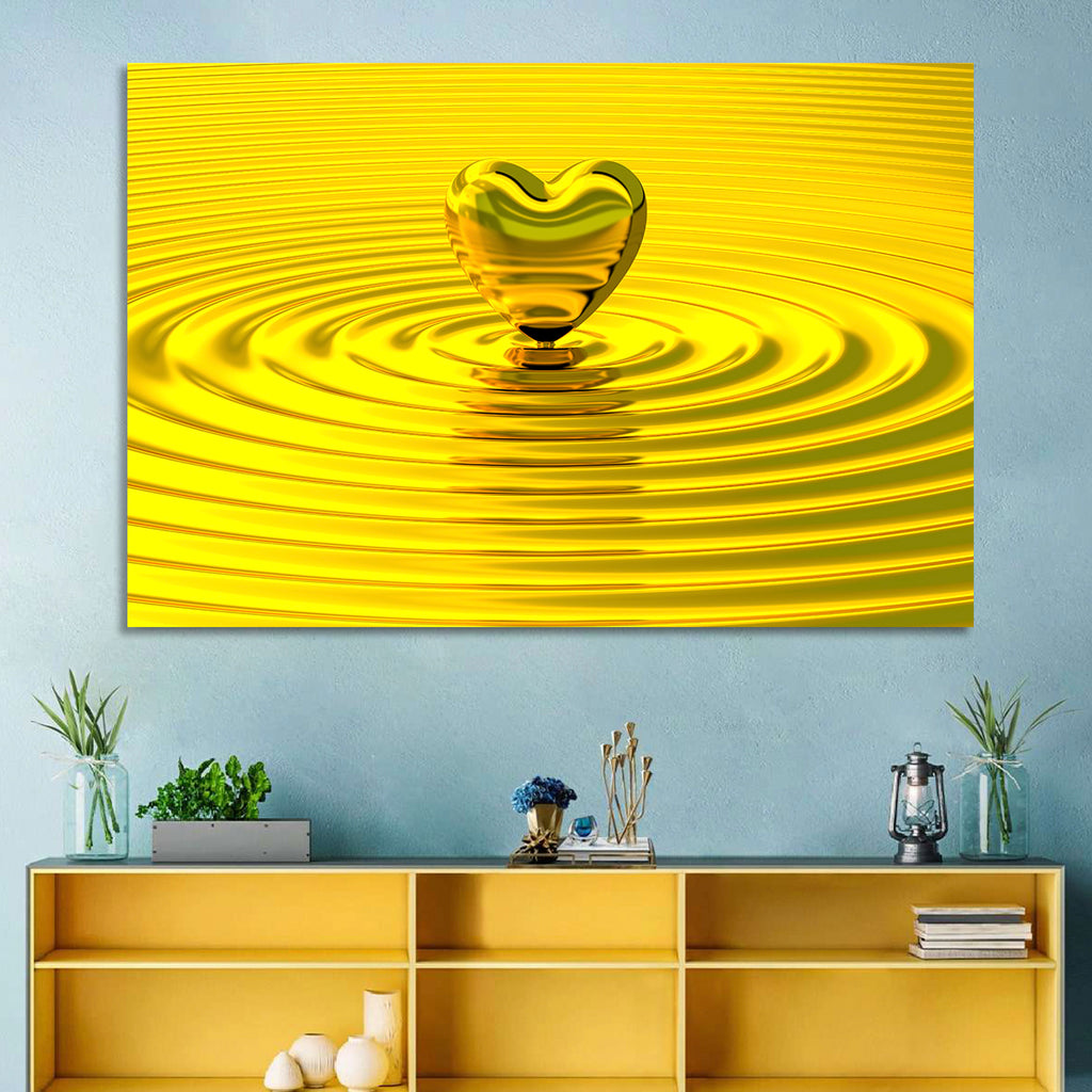 Golden Heart Ripples Wall Art