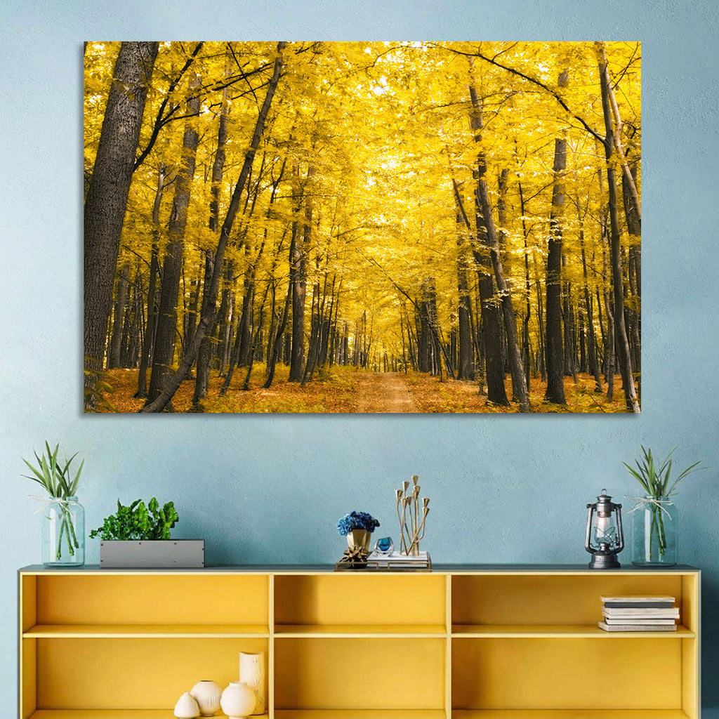 Yellow Autumn Forest Path Wall Art