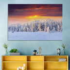 Snowy Forest Sunset Wall Art