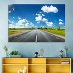 Asphalt Road Through Meadow Wall Art